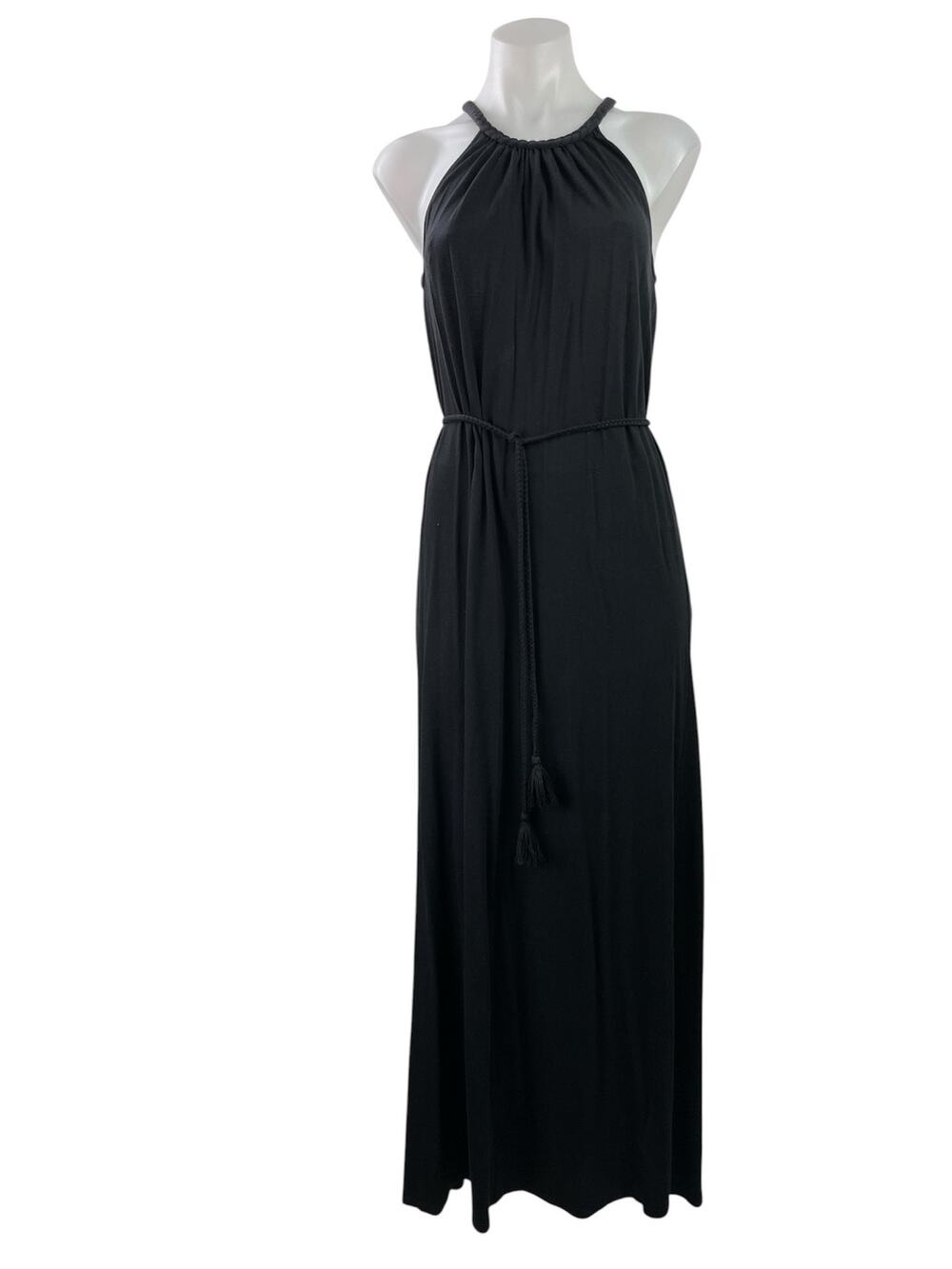 Soft Joie Women's Black High Neck Sleeveless Tie Waist A Line Maxi Dress Size XS